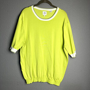 Max 'N Chester Sweater Knits Womens XXL Neon Yellow‎ White Ringer Academia Retro